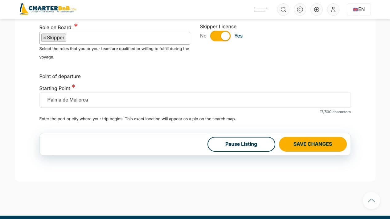 CharterBnB Smart Guide staging screenshot