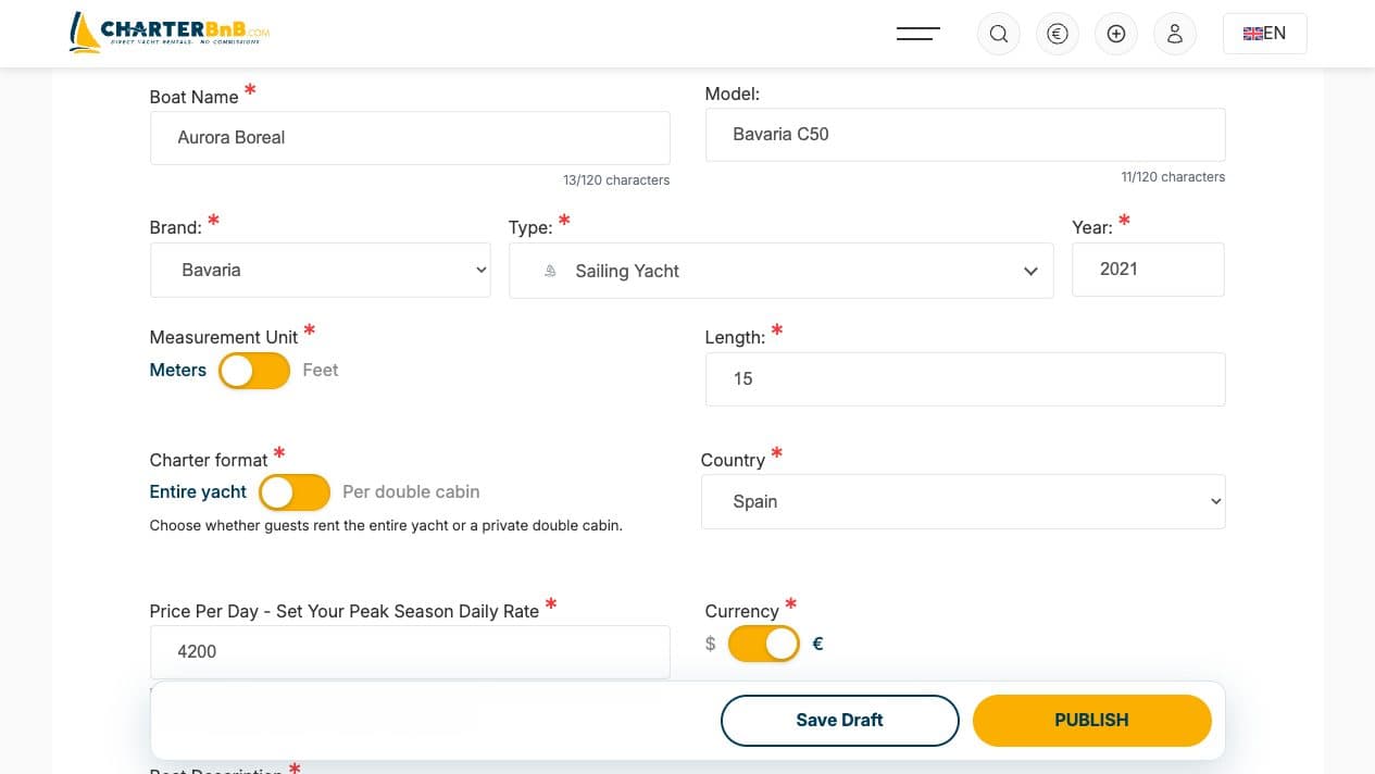 CharterBnB Smart Guide staging screenshot