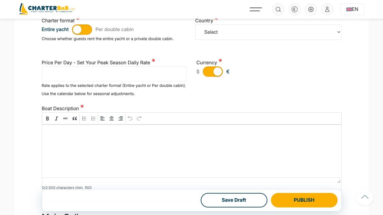 CharterBnB Smart Guide staging screenshot