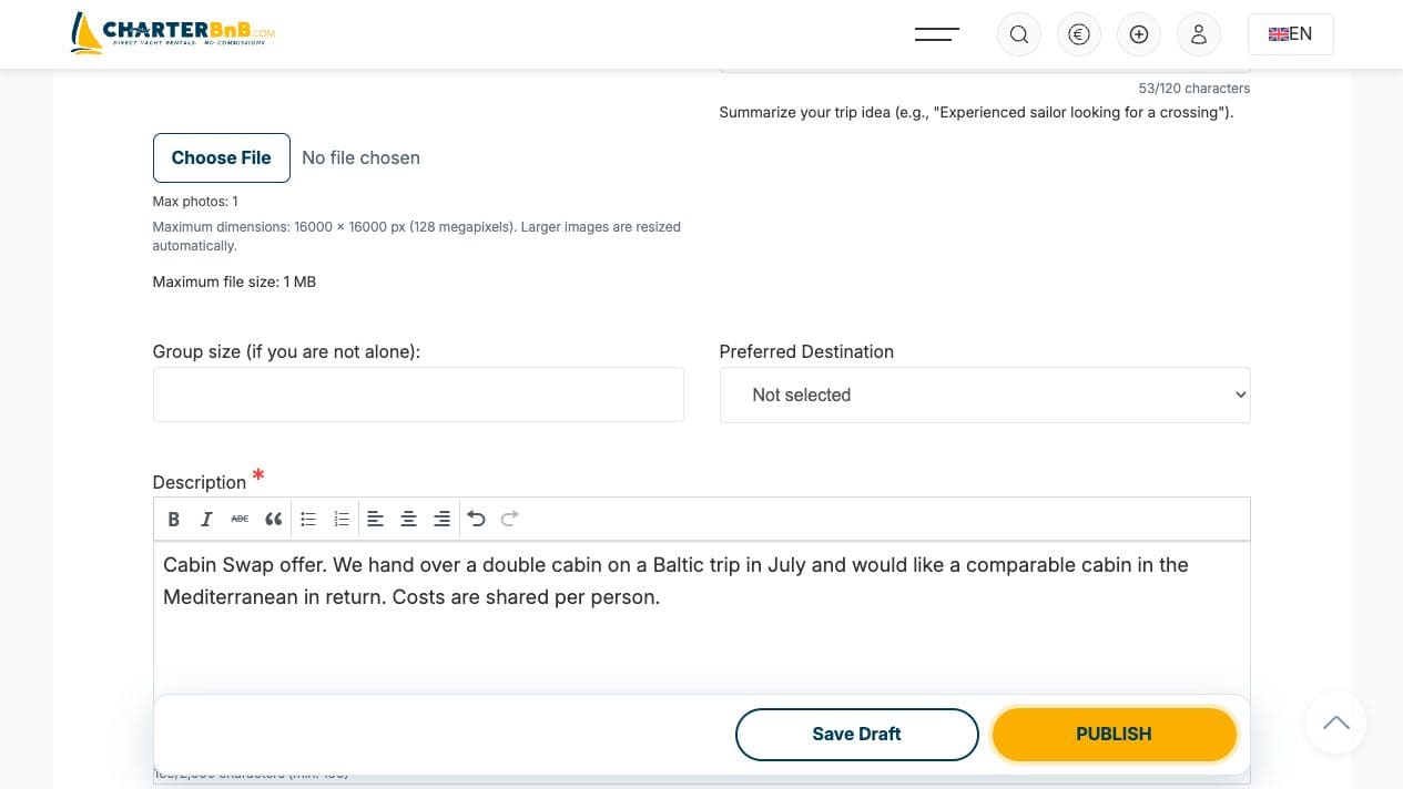 CharterBnB Smart Guide staging screenshot