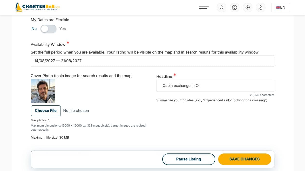 CharterBnB Smart Guide staging screenshot