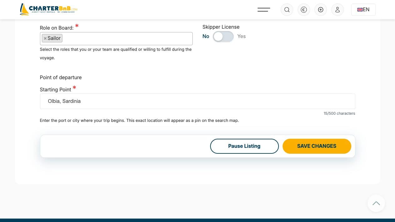 CharterBnB Smart Guide staging screenshot