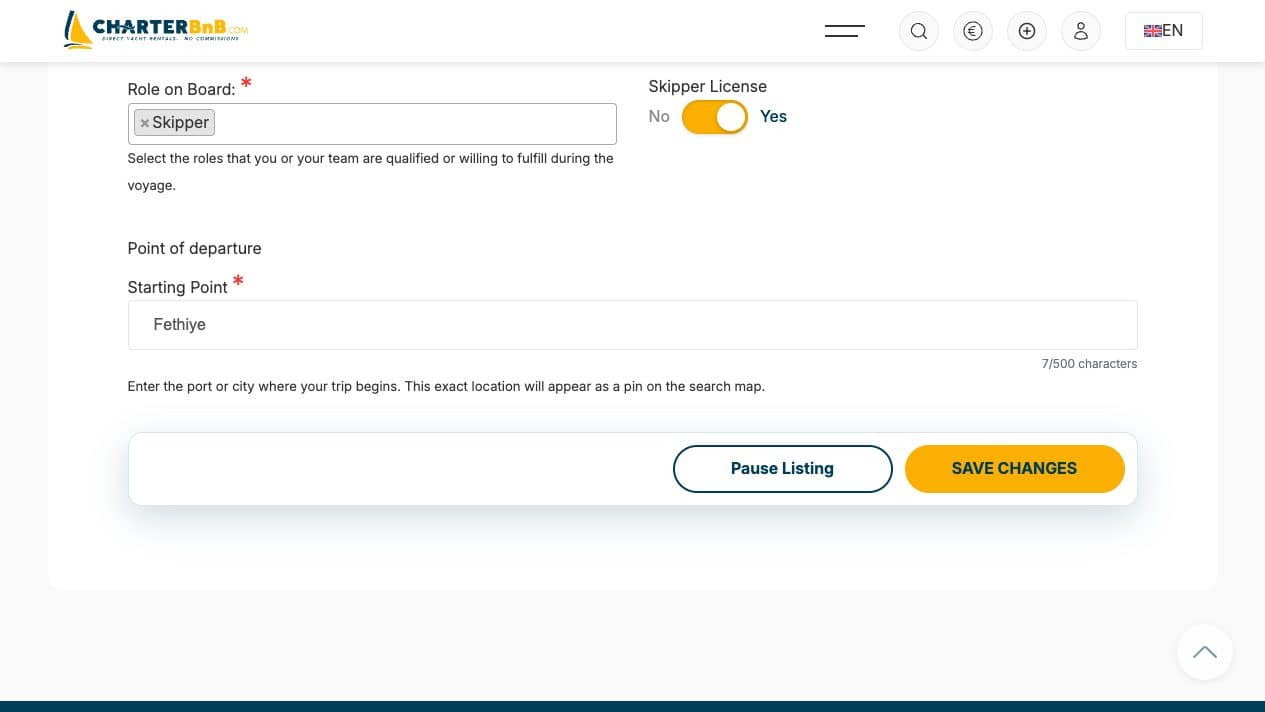 CharterBnB Smart Guide staging screenshot