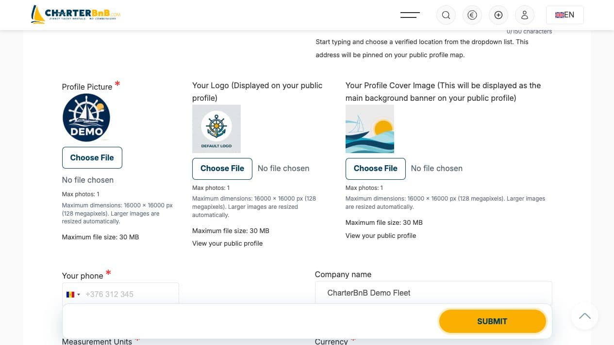 CharterBnB Smart Guide staging screenshot