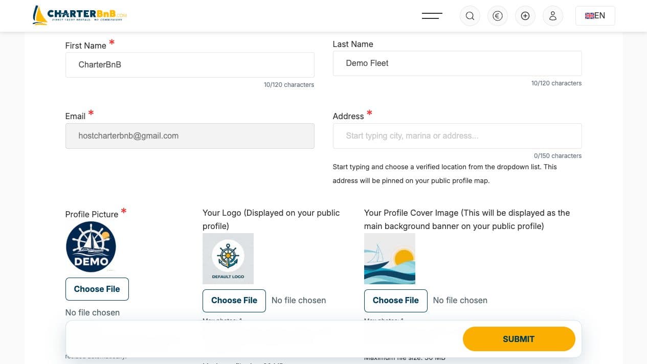 CharterBnB Smart Guide staging screenshot