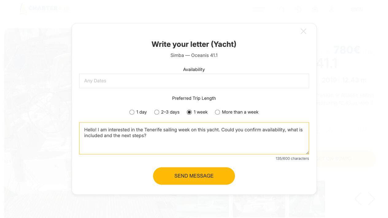 CharterBnB Smart Guide staging screenshot