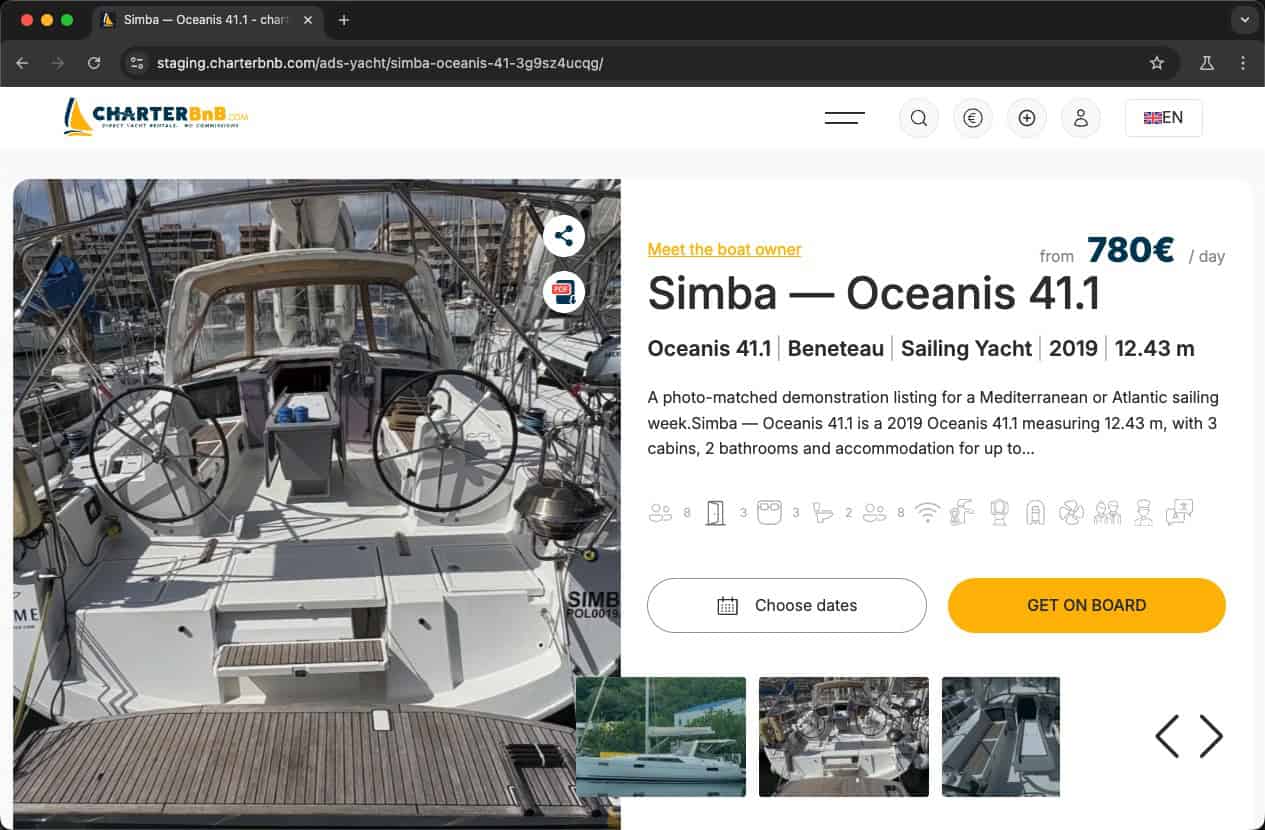 CharterBnB Smart Guide staging screenshot