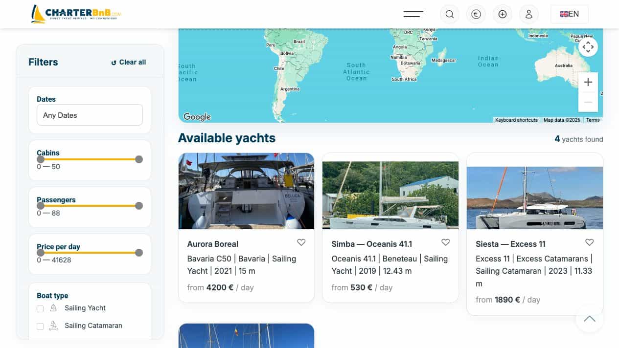 CharterBnB Smart Guide staging screenshot