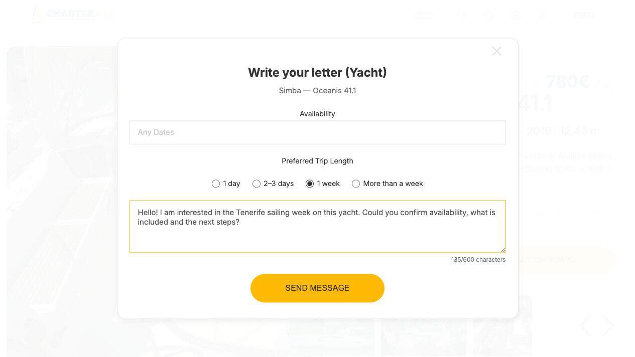 CharterBnB Smart Guide staging screenshot