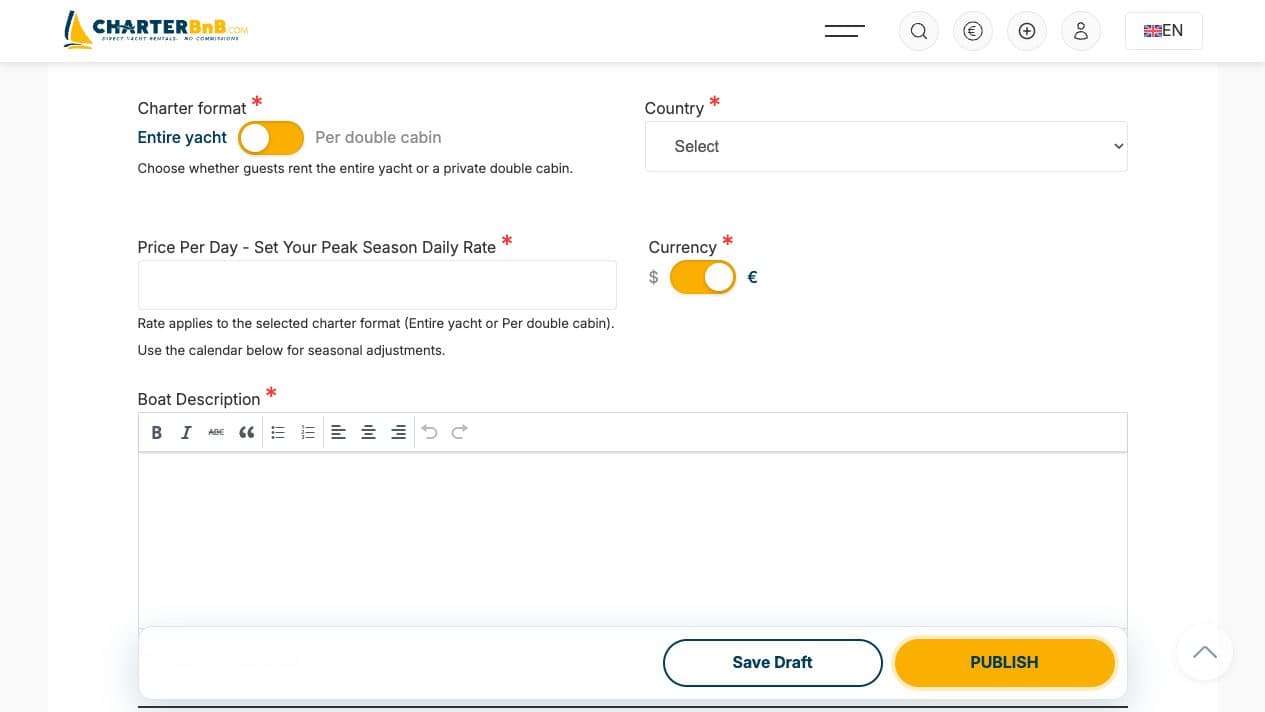 CharterBnB Smart Guide staging screenshot